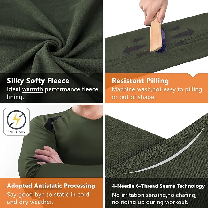 Muezna Men's Thermal Top and Bottom Set Underwear Long Johns Base Layer with Soft Fleece Lined