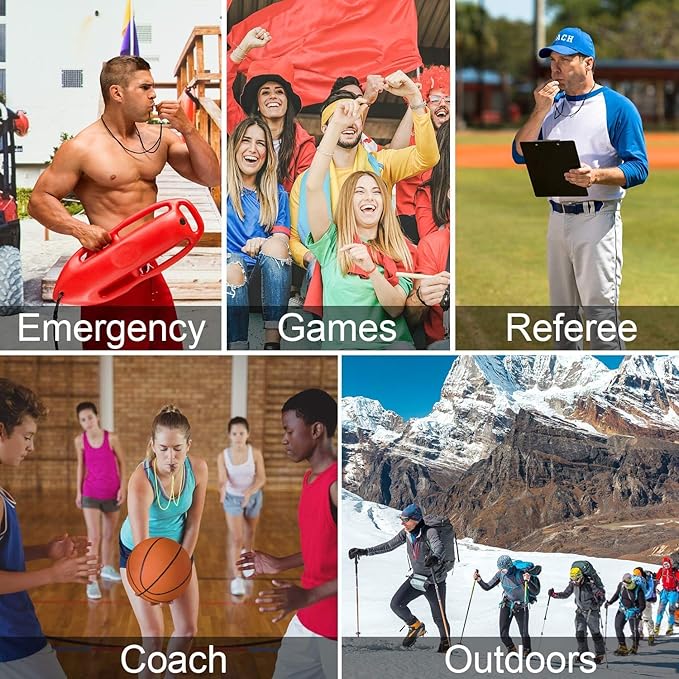 2 Pack Emergency Survival Whistle, 3-in-1 Emergency Whistles with Compass and Thermometer, Loud Safety Whistle with Lanyard for Outdoor Hiking