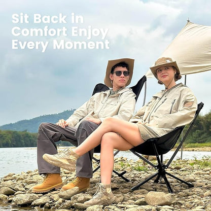 Portable Camping Chair - SwivelCore 180 Swivel & Auto-Return, Small Compact Lightweight Folding Chairs for Adults, Outdoor Backpack Chair for Adventures, Setup in Seconds, Support 300 LBS