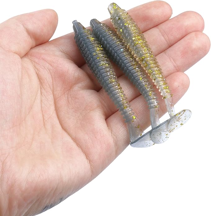 RUNCL Swimbaits Paddle 10/20/30/40PCS, 5/4/3/2 Inchs Paddle Tail, Soft Lure for Trout Crappie Bass, Durable Plastic Bait Swimmer for Saltwater/Freshwater, Fishing Lover's Gift