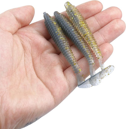 RUNCL Swimbaits Paddle 10/20/30/40PCS, 5/4/3/2 Inchs Paddle Tail, Soft Lure for Trout Crappie Bass, Durable Plastic Bait Swimmer for Saltwater/Freshwater, Fishing Lover's Gift