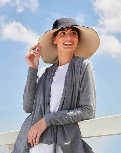 Solbari Ultra Wide Brim Sun Hat UPF50+ Packable UV Sun Protection Hats with Full Coverage Brim
