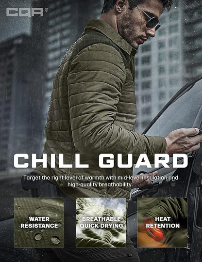 CQR Men's Lightweight Insulated Jacket, Windproof Packable Water Resistant Warm Active Coat for Hiking Work Outdoor Tactical