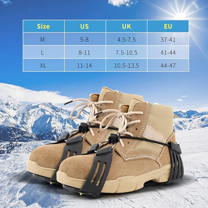 Ice Cleats Snow Grips, Non-Slip Traction Crampons 10 Steel Studs with Extra 20 Replacement Studs, for Shoes/Boots, Snow Ice Walking