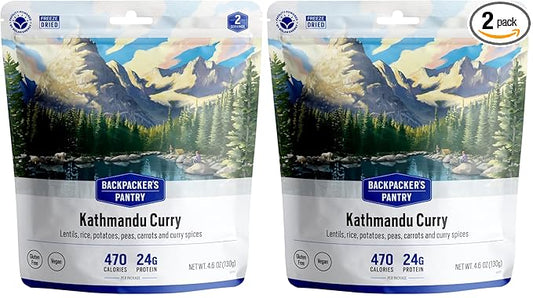 Backpacker's Pantry Kathmandu Curry, 2 Servings Per Pouch, Freeze Dried Food, 16 Grams of Protein, Vegan, Gluten Free (Pack of 2)