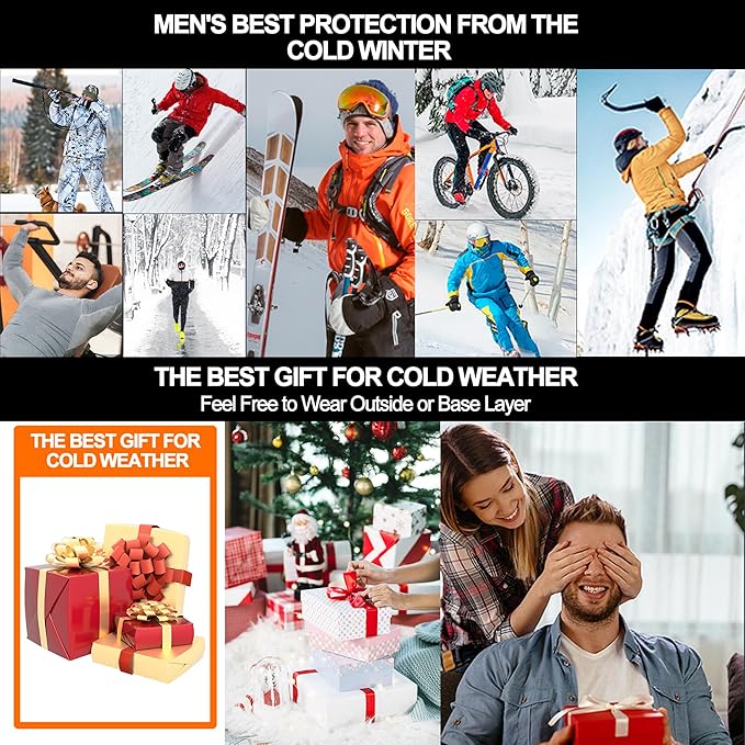 UNIQUEBELLA Men's Thermal Underwear Sets Top & Long Johns Fleece Sweat Quick Drying Thermo Base Layer