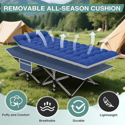 ZENPETIO Folding Camping Cot for Adult, 28In Portable Sleeping Cot with Mattress, Outdoor Heavy Duty Cot Bed for Camp with Carry Bag, Max Loading 500lbs for Home, Office, Camp, Travel, Vacation