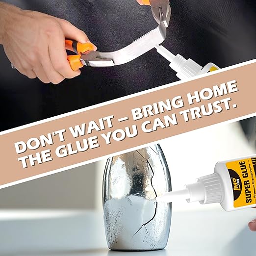 Metal Super Glue Liquid, Clear Instant Cyanoacrylate Adhesive for Metal Repair, All Purpose CA Glue for Shoe Ceramic Repair Plastic Leather Glass Wood Steel Pottery Porcelain Fletching Waterproof