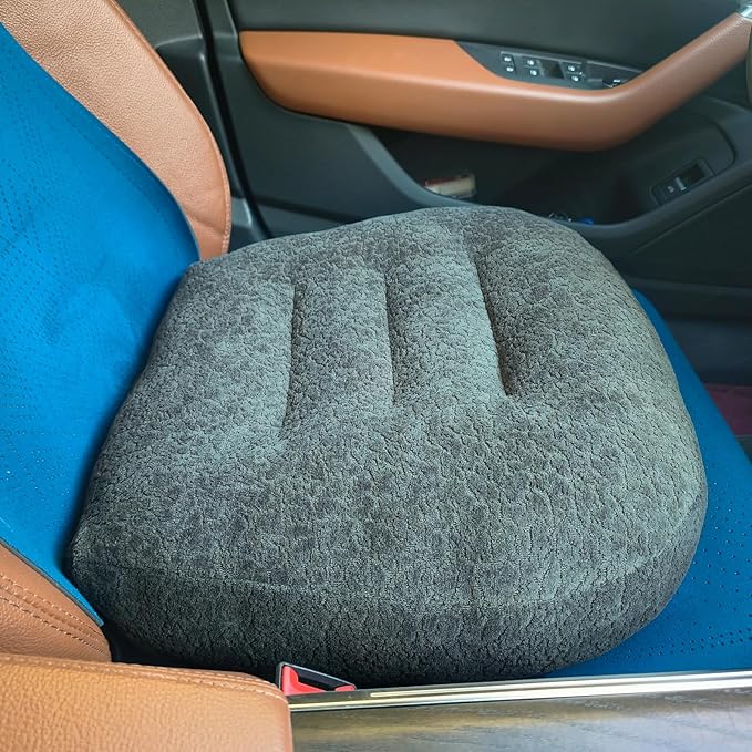 Super Thicken Car Seat Cushion for Adults-Car Booster Seat for Short Drivers-Increase The Field of View by 12cm/4.7in,Plush shell, breathable,with handle,easy to carry,for Cars,Office,Home（Dark Gray）