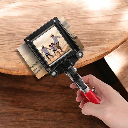 Professional 50×50mm (2''x2'') Square Photo Cutter, Handheld Metal Die Punch Tool for Paper, Business Cards, Crafts, DIY Projects Cutting, Hardened Steel Blade Heavy-Duty, Office & Family Use