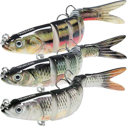 TRUSCEND Easy Catch Swimmax, Magic Noisy Turbulent Wiggling and Vibrating Actions for More Bites, Segmented Swimbait Jointed by Dyneema Strongest Fiber, Lifelike Fishing Lures for Relax Family Fishing