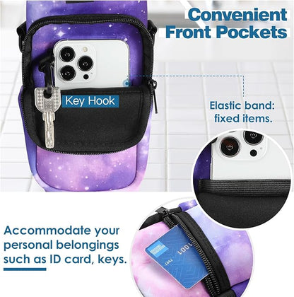 Nuovoware Water Bottle Carrier Bag,25oz/40oz/64oz Bottle Pouch Holder,Adjustable Shoulder Hand Strap 2 Pocket Sling Neoprene Sleeve Sports Accessories for Hiking Travelling Camping