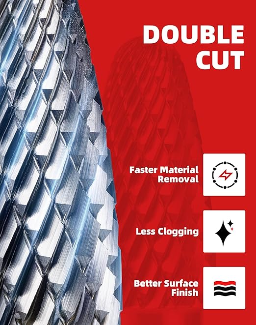 EZARC Tungsten Carbide Burr Set 1/4" Shank, 5PC Double Cut Rotary Tool Bits Cutting Burrs, Die Grinder Bits for Metal Working Grinding, Deburring, Carving, Polishing in Aluminum Storage Box