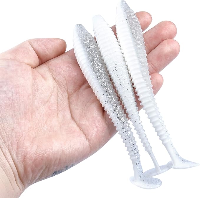 RUNCL Swimbaits Paddle 10/20/30/40PCS, 5/4/3/2 Inchs Paddle Tail, Soft Lure for Trout Crappie Bass, Durable Plastic Bait Swimmer for Saltwater/Freshwater, Fishing Lover's Gift