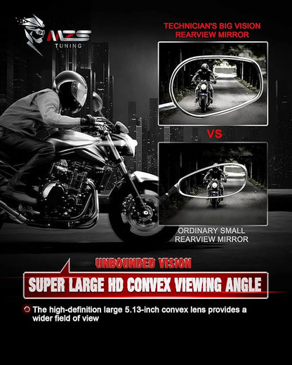 MZS Chrome Motorcycle Mirrors 10mm, Universal Motorbike Rear View Side Mirror Aluminium Compatible with Touring Cruiser Chopper Street Naked Bike Shadow Fury Vulcan Boulevard Road Royal Star VStar