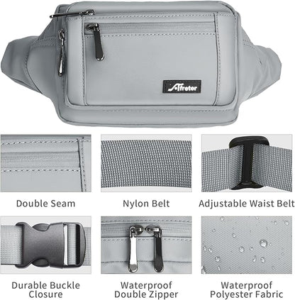 Waist Pack Bag Fanny Pack for Men&Women Hip Bum Bag with Adjustable Strap for Outdoors Workout Traveling Casual Running Hiking Cycling (Grey-1)