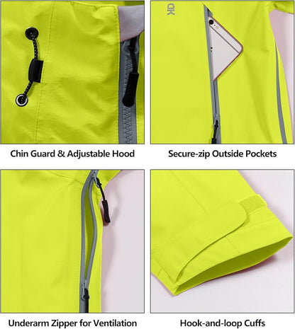 Little Donkey Andy Men's High-performance 3L Hard Shell Waterproof Rain Jacket Breathable Rain Gear for Hiking,Travelling