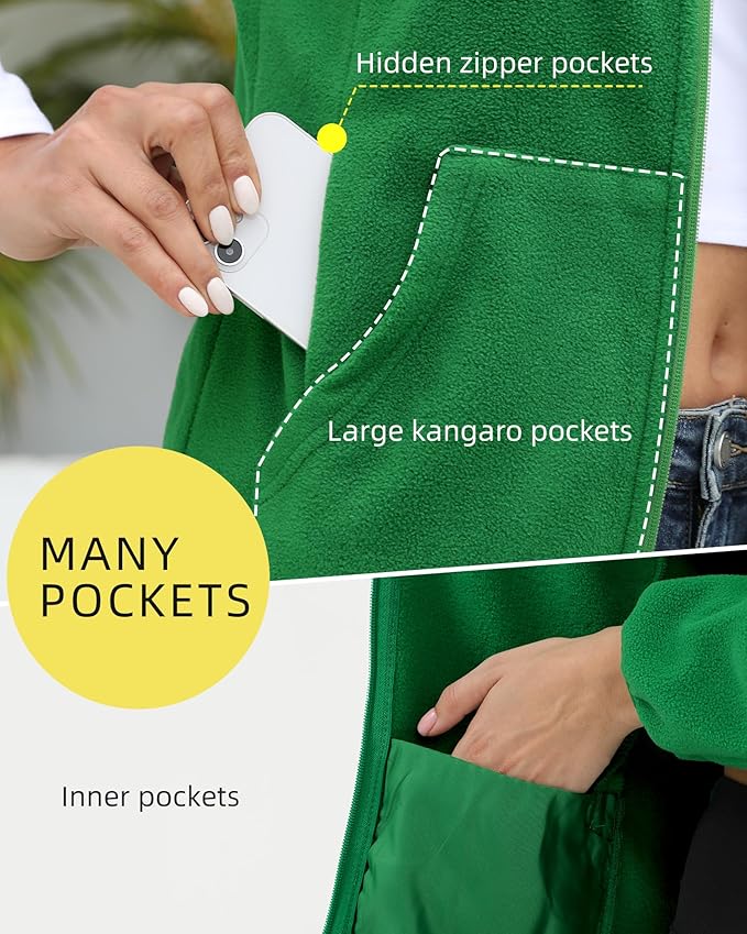 Argstar Women's Fleece Jacket with 6 Pockets (XS-2XL)