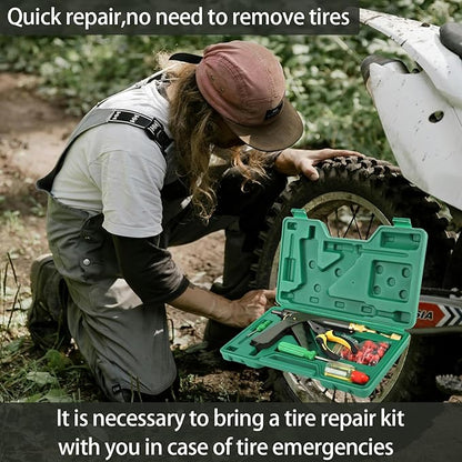 Tire Repair Kit With Plugs Mushroom Tire Plug Kit Tire Patch Kit Heavy Duty Professional Tubeless Tire Gun Puncture Kit for Tyre Punctures and Flats on Cars Motorcycles Trucks and Tractors (Green)
