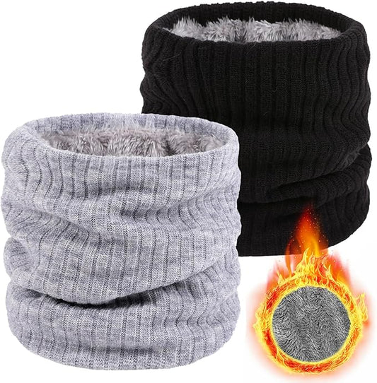 Winter Fleece Neck Warmer Mens Ski Mask Face Warmer Neck Gaiter Neck Scarf Women Thick Windproof 2 Pack