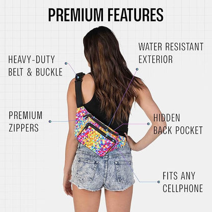 Rainbow Fanny Pack Belt Bag I Mens Fanny Packs for Women - Crossbody Bag Bum bag Waist Bag Waist Pack - For Halloween costumes, for Hiking, Running, Travel, Waterproof and more