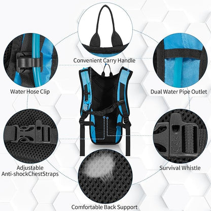Hydration Backpack with 2L Water Bladder, Lightweight Hydro Pack for Cycling, Running, Hiking, Climbing