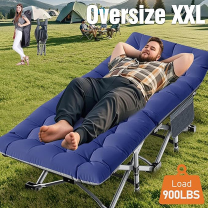 ABORON 2PK Oversized Folding Camping Cot for Adults, Double Layer 1200D, 500lb Capacity, Heavy Duty Guest Cot with Mat & Carrying Bag for Indoor & Outdoor Use