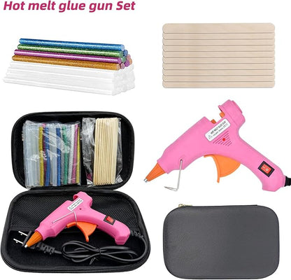 Glue Gun, Hot Glue Gun with 30 Glue Sticks and 10 Wood Craft Sticks, Mini Hot Melt Glue Gun Kit with Carrying Case for Crafts, DIY Arts, Sealing, Home Repairs