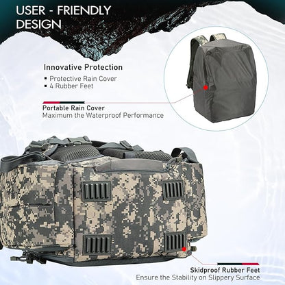 Piscifun Fishing Backpack with 2 Rod Holders & 4 Tackle Boxes, Large Tackle Storage Bag With Rain Cover for Fishing Gear