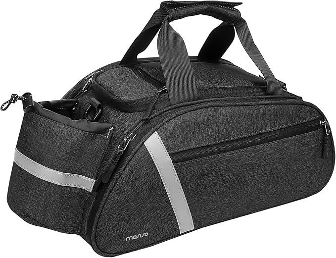MOSISO Bike Rack Bag, Waterproof Bicycle Trunk Pannier Rear Seat Handbag Cycling Bike Carrier Reflective Backseat Cargo Storage Luggage Saddle Shoulder Bag with Water Bottle Holder&Handle