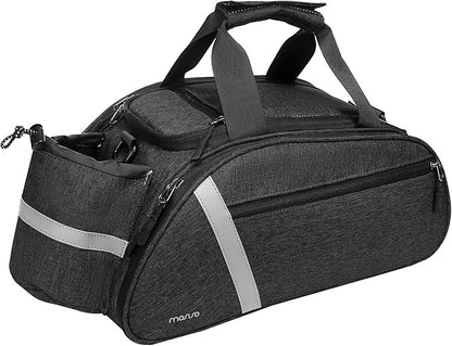 MOSISO Bike Rack Bag, Waterproof Bicycle Trunk Pannier Rear Seat Handbag Cycling Bike Carrier Reflective Backseat Cargo Storage Luggage Saddle Shoulder Bag with Water Bottle Holder&Handle