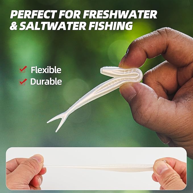 Forked Tail Soft Baits- Realistic Jerk Bait & Fluke Action Soft Lures for Bass, Trout & Crappie - Versatile Freshwater & Saltwater Fishing Bait (2.75"-5")