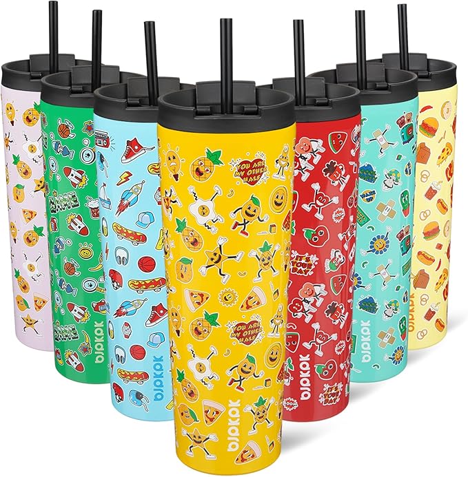 BJPKPK 30oz Insulated Tumbler With lid And Straw Stainless Steel Tumblers Travel Coffee Mug Reusable Thermal Cup,Hawaii Fruits Yellow