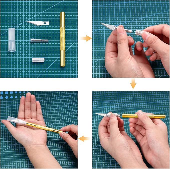 15 Pack Exacto Knife Set, Hobby Knife, Back to School Supplies Craft Knifes Kit for Art, Carving, DIY, Scrapbooking, Art, Cutting, Stencil(Gold)