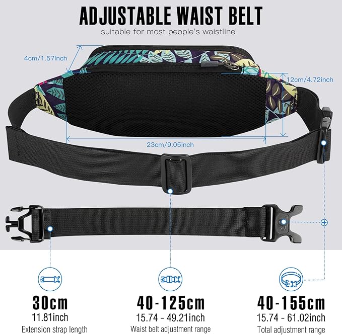 WATERFLY Fanny Pack Waist Bag: Small Hip Pouch Bum Bag Fannie Pack Phanny Fannypack Waistpack Bumbag Beltbag Sport Slim Fashionable for Jogging Hiking Hiker Woman Man