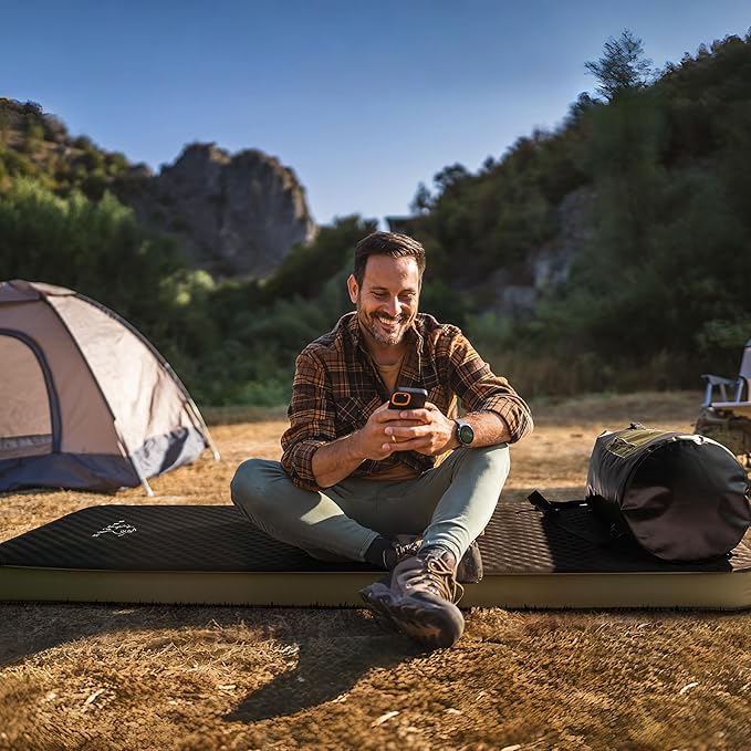 4″ Self-Inflating Sleeping Pad with Memory Foam – Thick Camping Mattress for Adults, Portable Bed with Waterproof Bag, Heavy-Duty 1,540 lb Support – Arslan Essentials