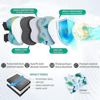 Gradient Color Kids Protective Gear Set Knee Pads for Kid 2-14 Years,W/ Adjustable Strap Kids/Youth Knee Pads Elbow Pads Wrist Guards Set for Inline Roller Skates,Cycling,BMX Bike,Skateboard,Scooter