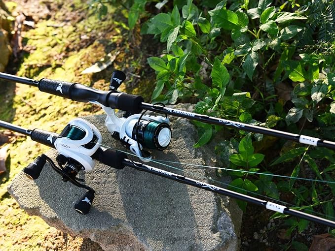 KastKing Crixus Fishing Rod and Reel Combo, High Performance Spinning & Baitcaster Combo, IM6 Graphite 2Pc Blanks, Zirconium Oxide Rings, SuperPolymer Handle, Lightweight Reel with Aluminum Spool