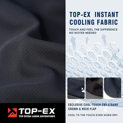 TOP-EX Cooling Sun Hat with Neck Flap – UPF 50+ Wide Brim Breathable Hat for Hiking, Fishing & Big Heads