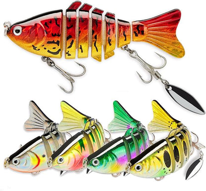 Fishing Lures with Spinner Baits Blades for Topwater, Swimbait for Trout and Bass Slow Sinking, 5pcs Fishing Hard Baits