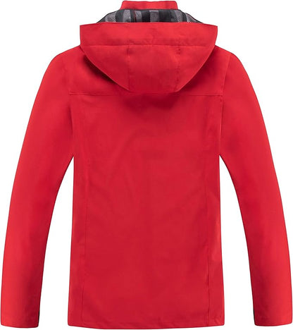 OTU Men's Lightweight Waterproof Hooded Rain Jacket Outdoor Raincoat Shell Jacket for Hiking Travel