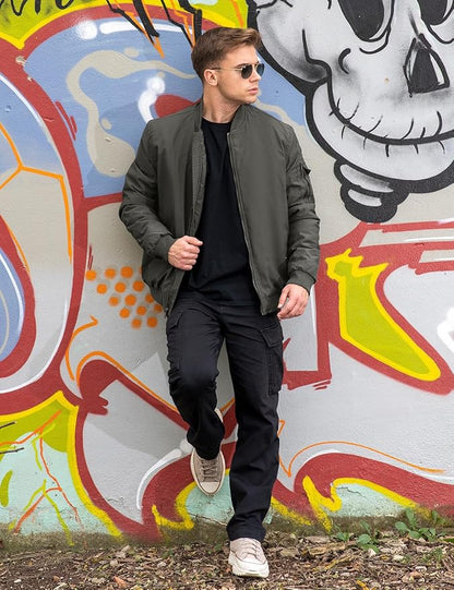 TBMPOY Men's Fall Jacket Winter Windbreaker Bomber Zip Up Padded Softshell Warm Windproof Casual Coat