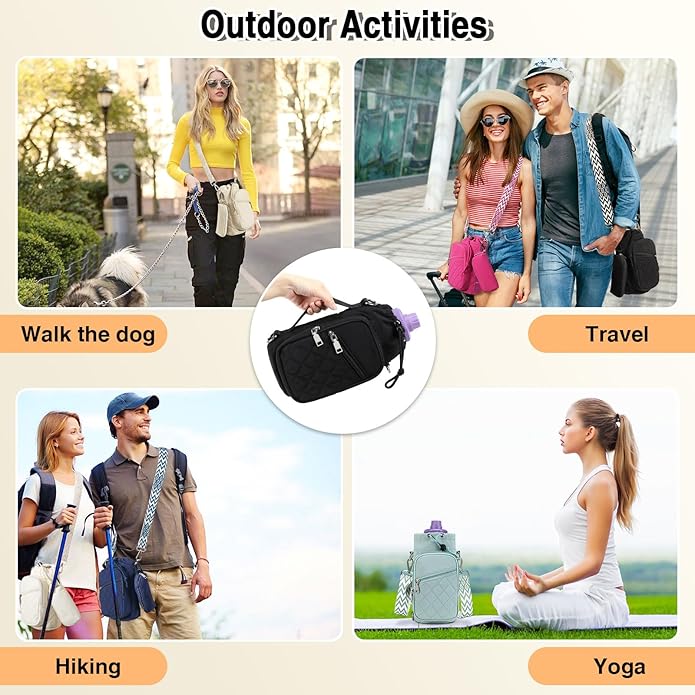 Water Bottle Carrier Bag with Strap, Water Bottle Holder Crossbody Bags for Women Men for Walking, Hiking,Cycling