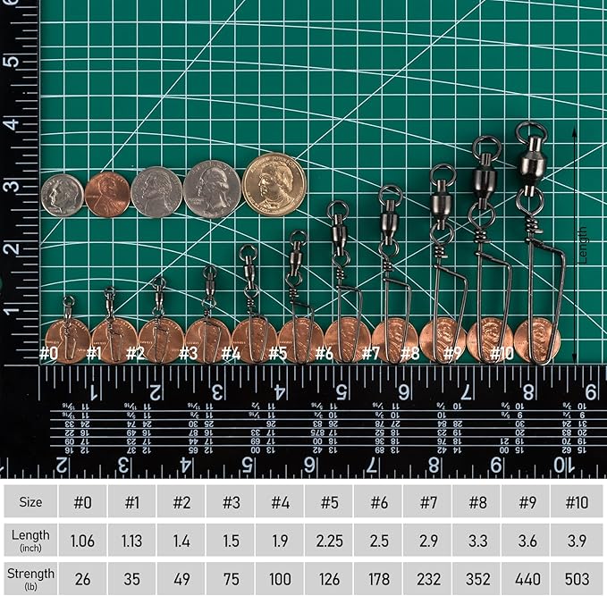 Dr.Fish Fishing Snap Swivels Ball Bearing Swivels Fishing Tackle Saltwater & Freshwater Coast-Lock Lure Snap Clips Terminal Tackle Line Leader Connector Accessories