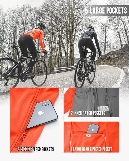 33,000ft Women's Waterproof Fleece Running Jacket Zip Up Athletic Winter Cold Weather Workout Cycling Track Jackets