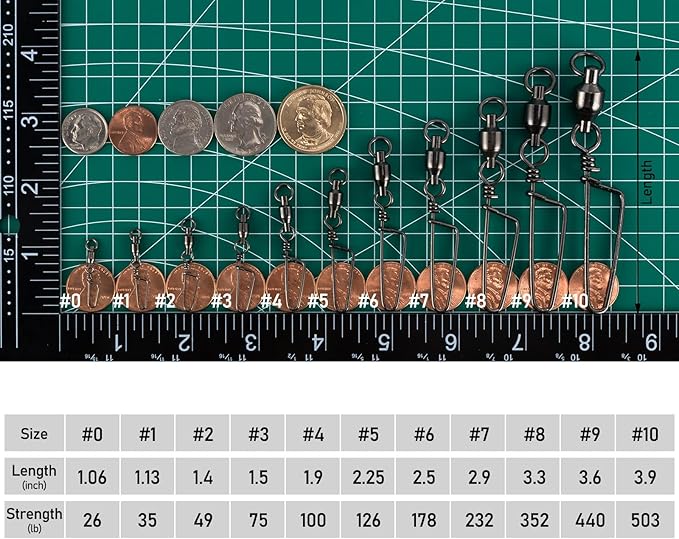 Dr.Fish Fishing Snap Swivels Ball Bearing Swivels Fishing Tackle Saltwater & Freshwater Coast-Lock Lure Snap Clips Terminal Tackle Line Leader Connector Accessories