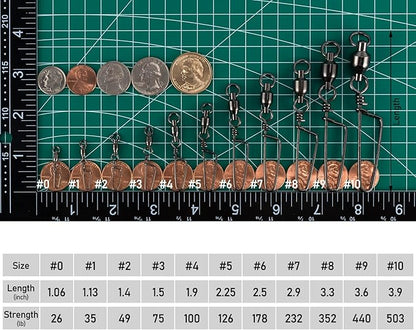 Dr.Fish Fishing Snap Swivels Ball Bearing Swivels Fishing Tackle Saltwater & Freshwater Coast-Lock Lure Snap Clips Terminal Tackle Line Leader Connector Accessories