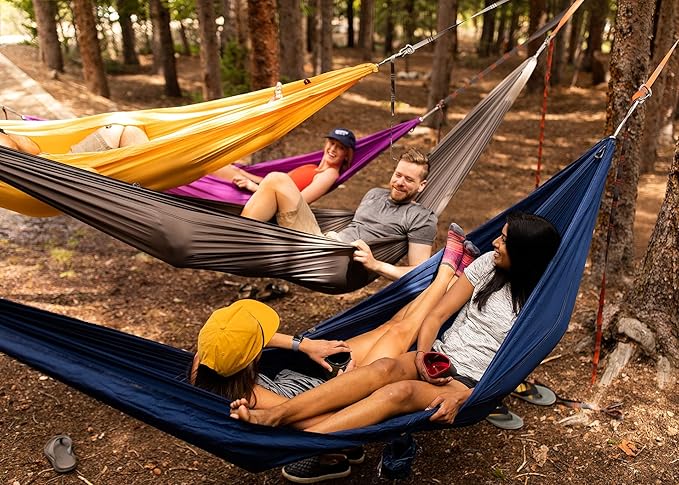 KAMMOK: Roo Single Ultra Light Hammock | Strong & 100% Recycled Fabric | Water Resistant, Ripstop Fabric | Comfortable, Packable, Lightweight (Adventure Grade, Granite Gray
