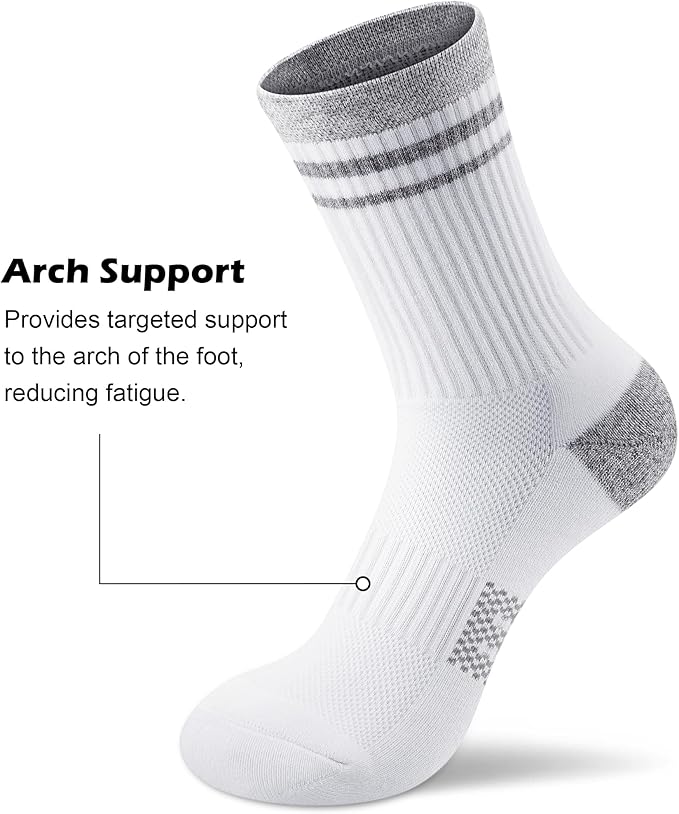 Gonii Women Athletic Crew Socks 5-6 Pairs - Comfort & Cushioned for Running, Hiking, Sports Arch Compression Socks
