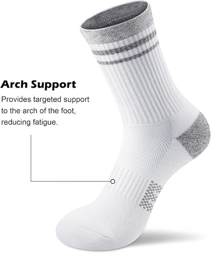 Gonii Women Athletic Crew Socks 5-6 Pairs - Comfort & Cushioned for Running, Hiking, Sports Arch Compression Socks